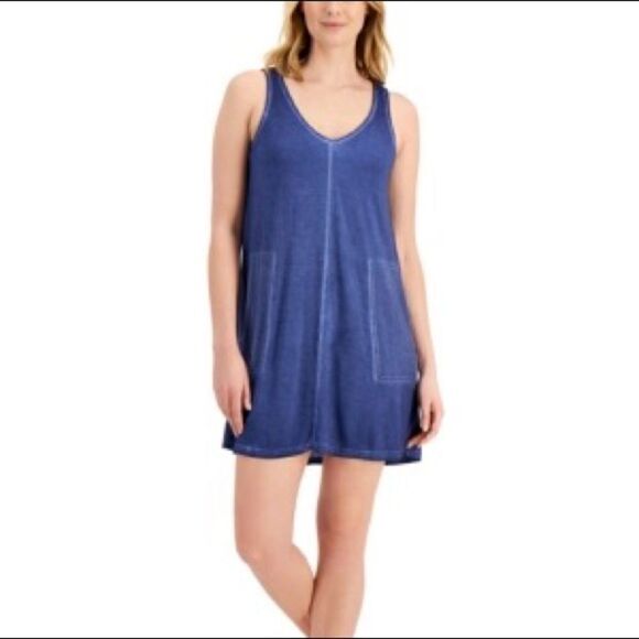 Jenni Sailors Delight Blue Washed Chemise Tank Nightgown Women's Small NWT - Picture 1 of 8